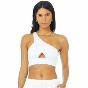 Alo Yoga Diagonal Flex Asymmetrical Sports Bra White Sz XS